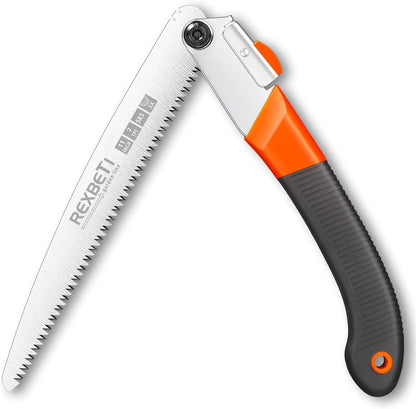 REXBETI Folding Saw, Heavy Duty 11 Inch Extra Long Blade Hand Saws for Wood Camping, Dry Wood Pruning Saws With Hard Teeth, Quality SK-5 Steel