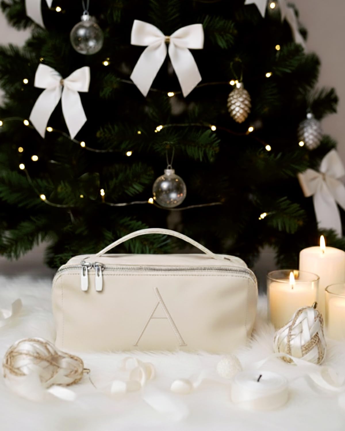 EACHY Personalized Makeup Bag, Travel Cosmetic Bags for Women with Zipper & Handle, Christmas or Birthday Gift for Mom, Wife and Friends