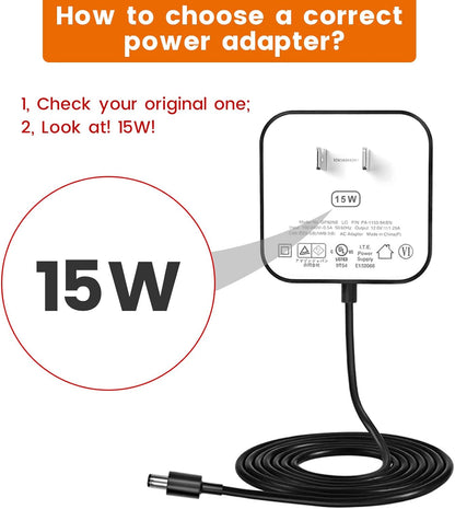 15W Power Adapter Replacement for Echo Pop, Dot 5th Gen, Dot 4th Gen, Dot 3rd Gen, Kids Edition, TV Cube Smart Speakers - Black Charger Cord Plug Long Cable, 5ft