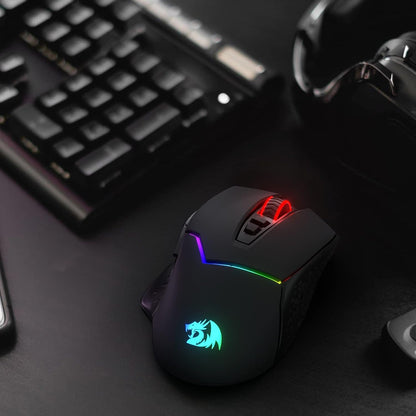 Redragon M690 PRO Wireless Gaming Mouse, 8000 DPI Wired/Wireless Gamer Mouse w/Rapid Fire Key, 8 Macro Buttons, Ergonomic Design for PC/Mac/Laptop, White