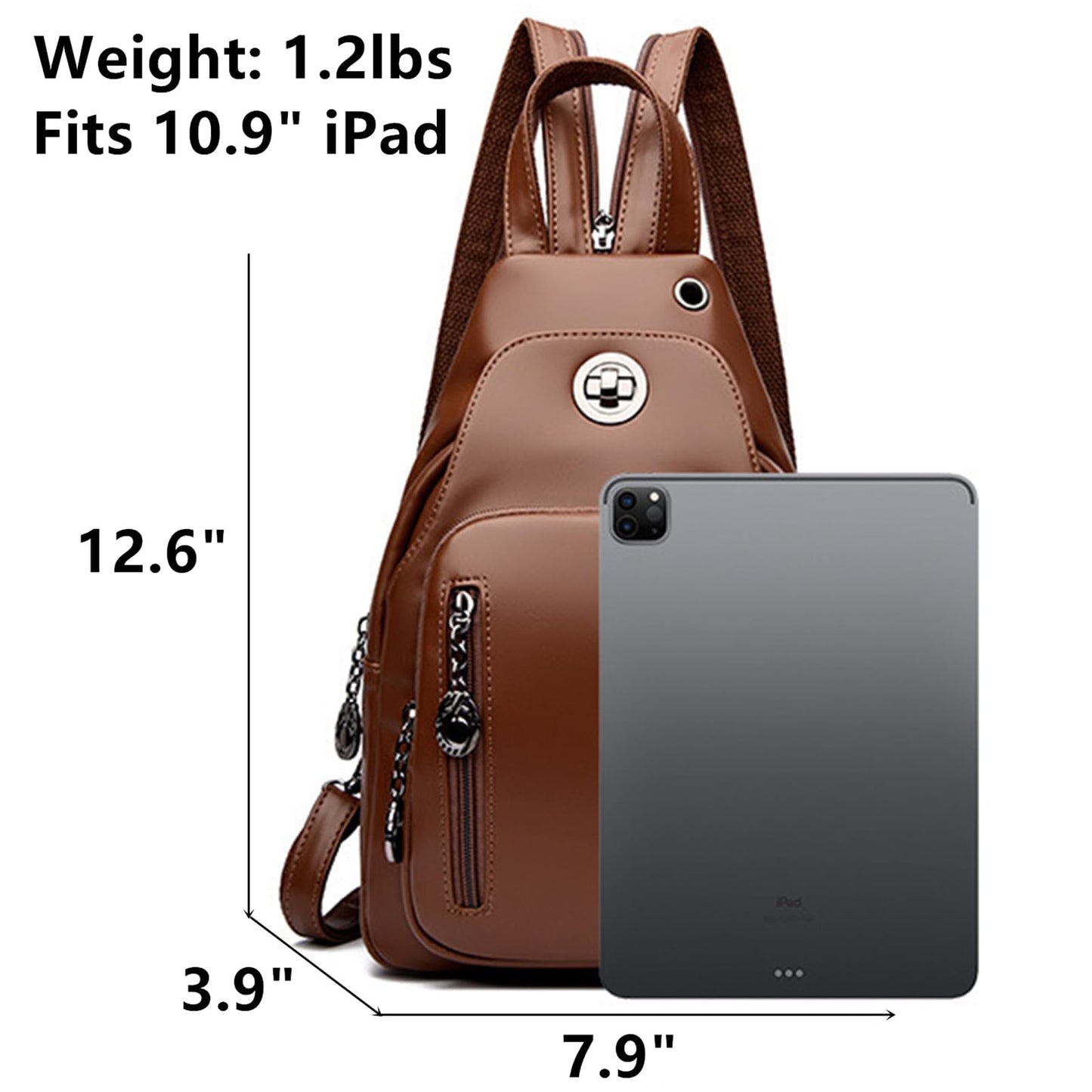 O-TBOST Genuine Leather Sling Bag for Women Convertible Backpack Purse Crossbody Bag Travel Casual Daypack (Brown-1)