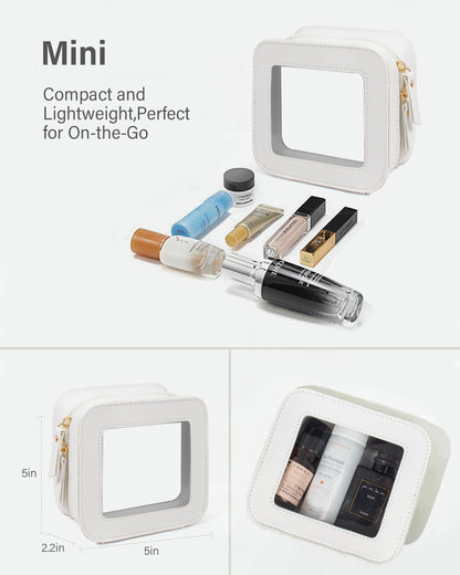 Small Clear Makeup Bag for Women, Mini Cosmetic Bag Portable Makeup Pouch Organizer with Zipper Waterproof Travel Cosmetic Case Cute Travel Toiletry Bag Car Organizer for Essentials