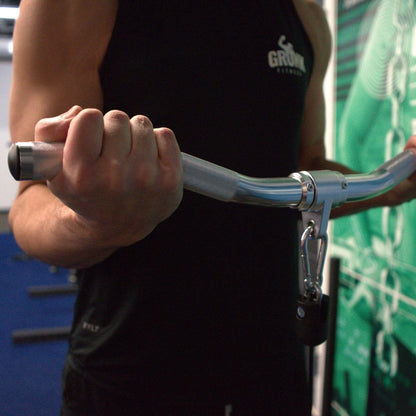 Gronk Fitness Aluminum Revolving Curl Bar Attachment for Functional Trainer Cable Machine | Black