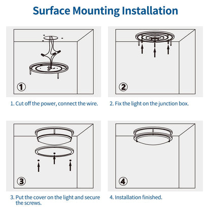 DAKASON LED Flush Mount Ceiling Light Fixture, 20W Dimmable, 13in Oil Rubbed Bronze, Selectable 3000K/4000K/5000K, Model
