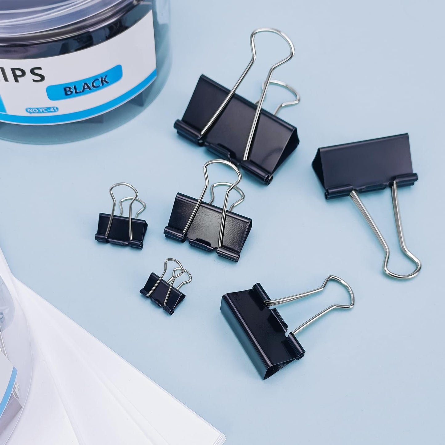208 PCS 6 Sizes Binder Clips Assorted Sizes Including Extra Large Medium Small Black Clips Office Supplies Black Paper Clips Paper Clamps for Office Home School Bussiness