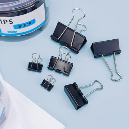 208 PCS 6 Sizes Binder Clips Assorted Sizes Including Extra Large Medium Small Black Clips Office Supplies Black Paper Clips Paper Clamps for Office Home School Bussiness
