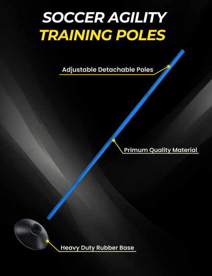 SEAOTTER Soccer Agility Poles Set, 10Pcs 6FT Adjustable Sports Trainning Speed Poles Slalom Poles with Rubber Base, Agility Training Equipment for Football, Rugby, Basketball, Indoor & Outdoor