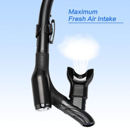 LUXPARD Snorkel Set, Anti-Fog Panoramic View Snorkel Mask and Anti-Leak Dry Snorkel Tube, Snorkeling Gear for Adults, Snorkel Kit Bag Included (Black)