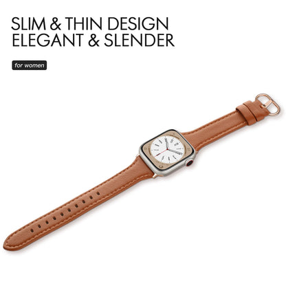 SWEES Slim Leather Band Compatible for Apple Watch 38mm 40mm 41mm 42mm Series 10, Slim Thin Elegant Top Grain Genuine Leather Strap Compatible for iWatch Series 10 9 8 7 6 5 4 3 2 1 SE Women