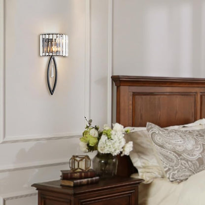 Crystal Wall Sconce Black Wall Sconce Wall Lighting Mid Century Wall Light Vanity Light Indoor Elegant Crystal Wall Lighting Fixtures for Bedroom Living Room Hallway