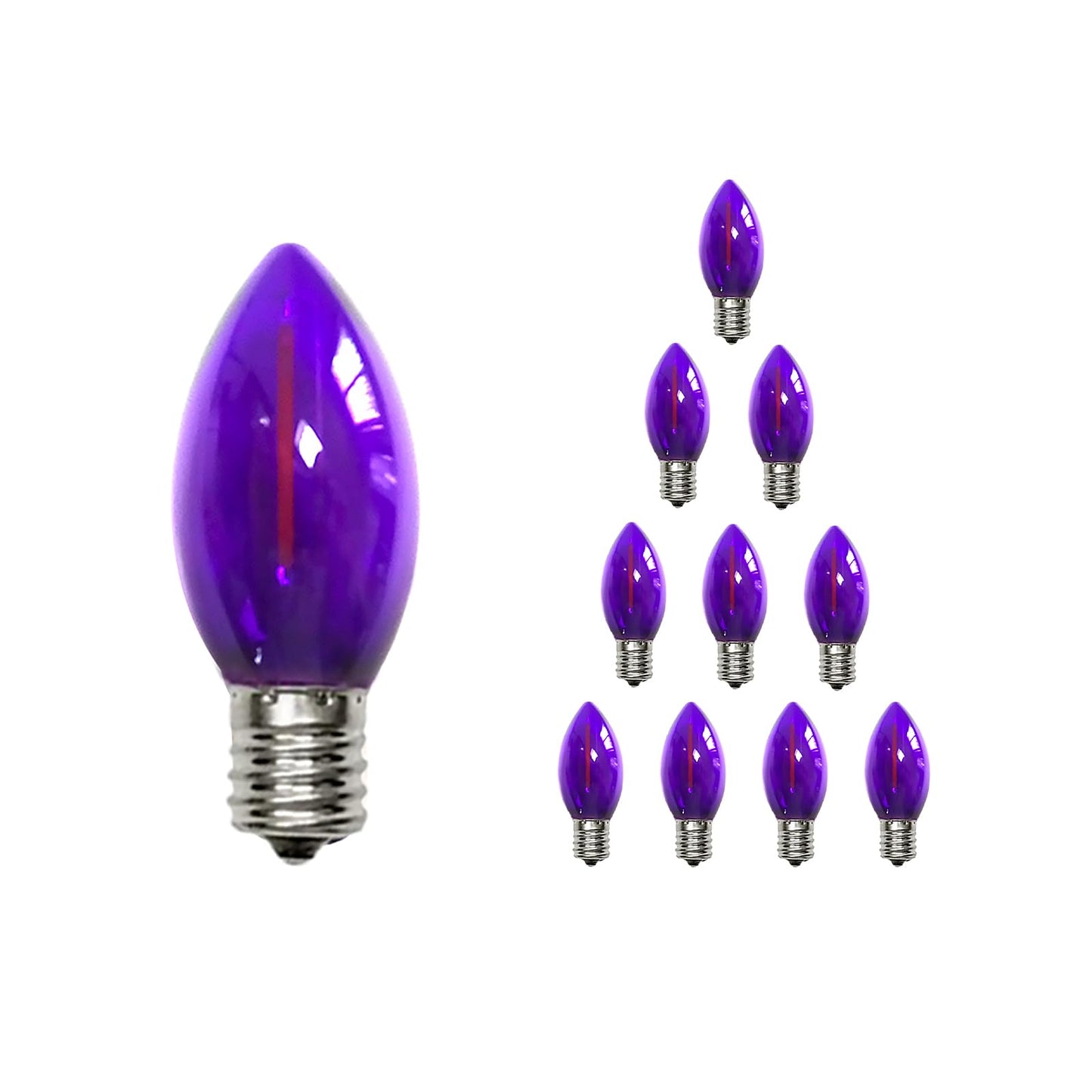 CHYParty 10 Pack C7 Replacement Bulbs, Dark Purple LED Halloween Light Bulbs for Outdoor String Lights, Patio, Christmas Decor, E12 Candelabra Base, Waterproof, Energy-Saving