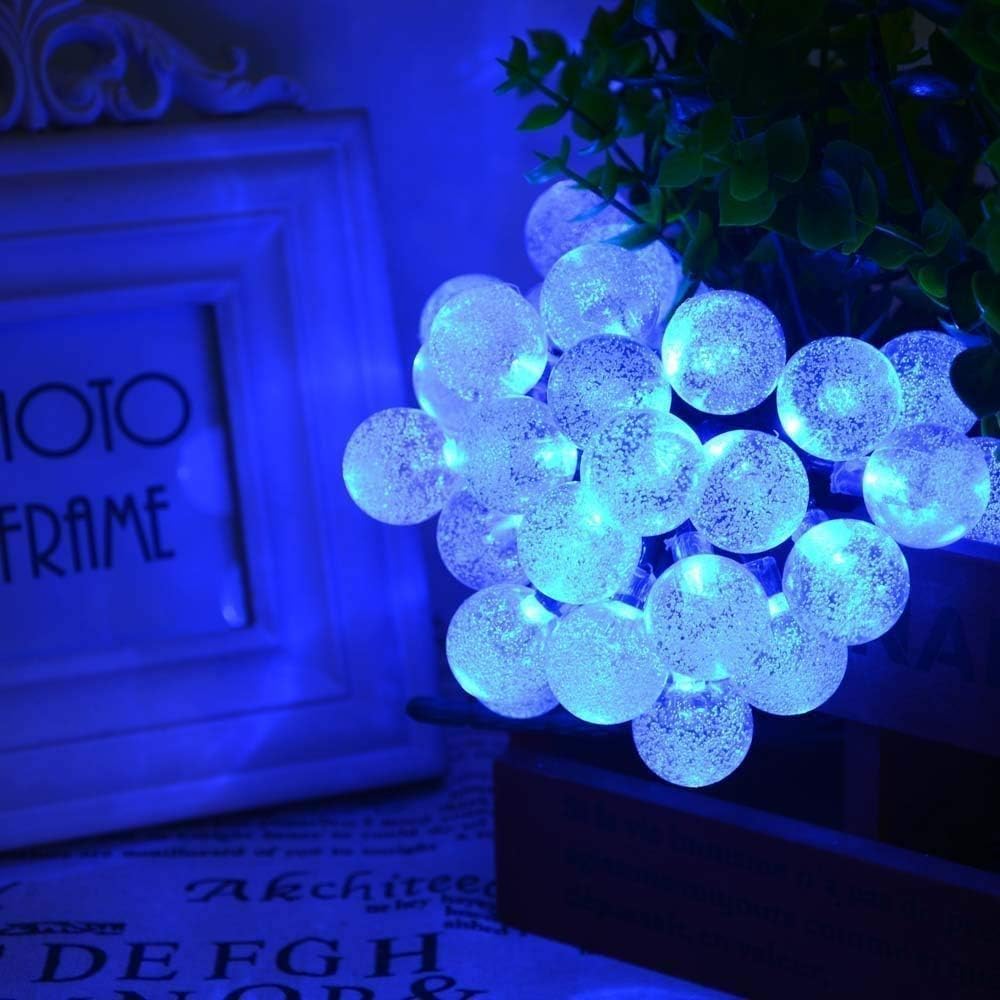 Toodour Solar String Lights Outdoor, 56ft 100 LED Globe String Light with 8 Mode, Waterproof Crystall Ball Lights Solar Patio Lights for Garden, Lawn, Patio, Gazebo, Yard, Outdoor Decor - Blue