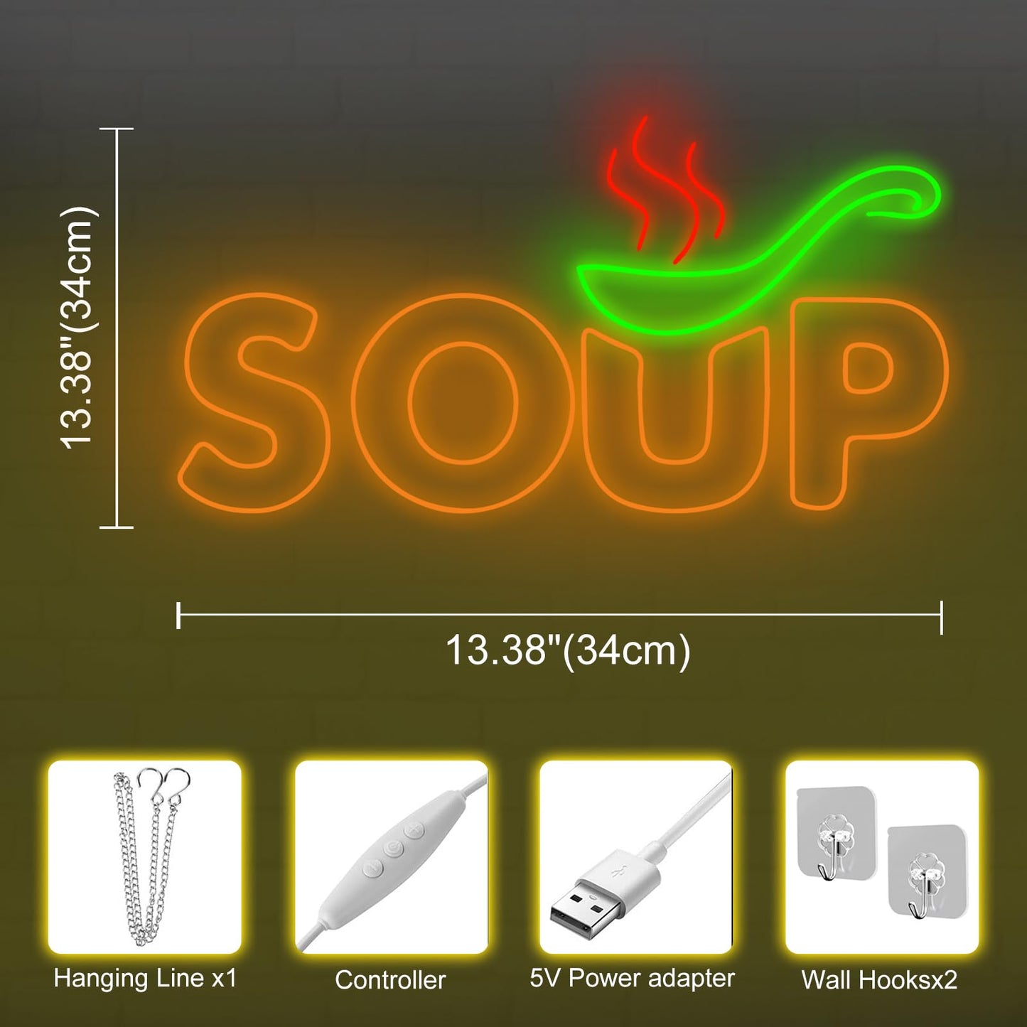 Soup Neon Sign, Soup Led Sign, Soup Neon Light, Food Shop Led Light, Japanese Restaurant Room Wall Decor, Restaurant Neon Light, Chef Neon Lights, Family Party Bedroom Music Concert Bar Hotel Birthday