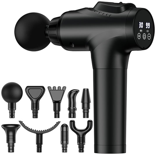 APHERMA Massage Gun, Muscle Massage Gun for Athletes Handheld Electric Deep Tissue Back Massager, Percussion Massage Device for Pain Relief with 30 Speed Levels 9 Heads
