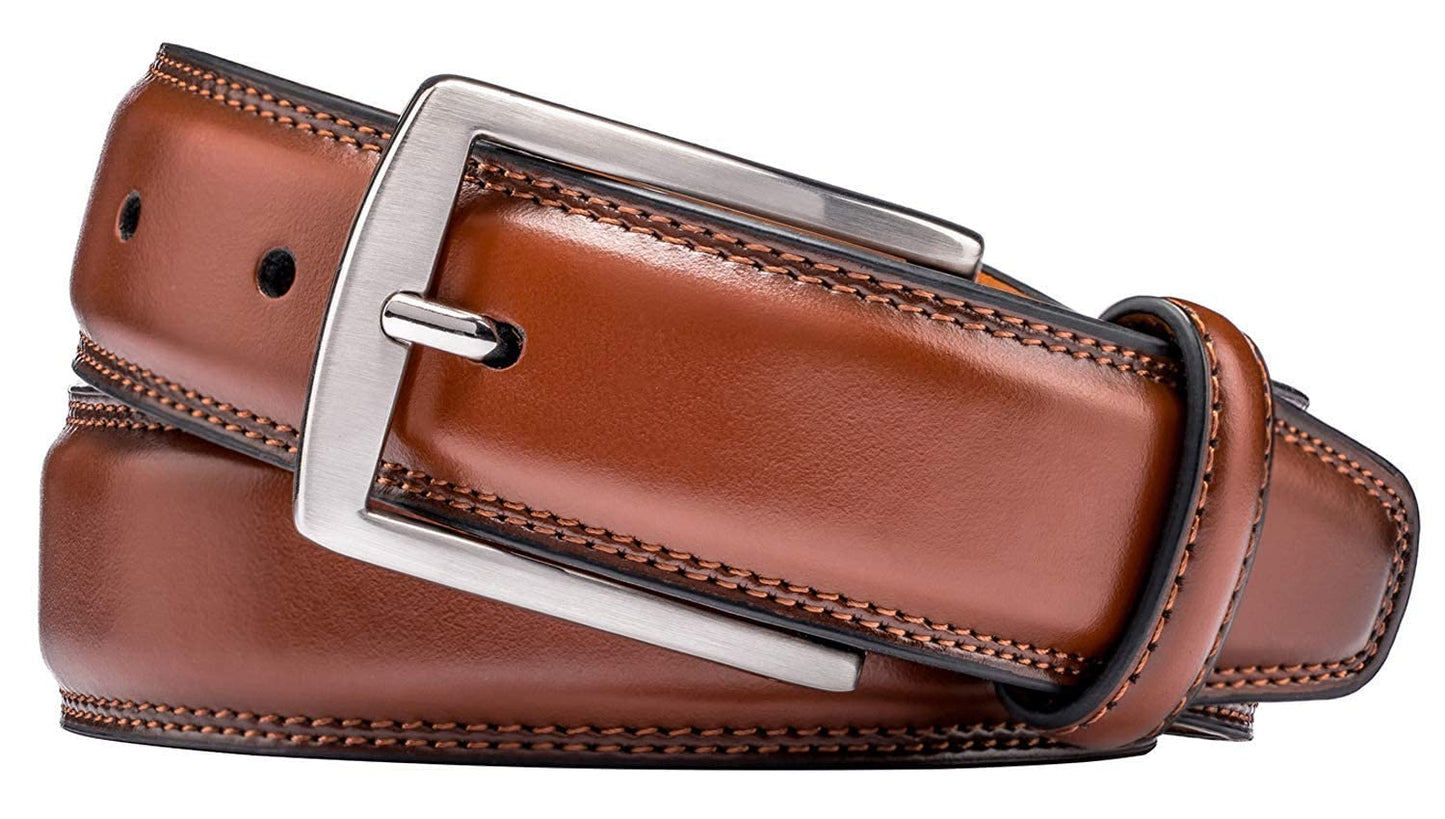 KM Legend Men's Genuine Leather Dress Belt with Premium Quality - Classic & Fashion Design for Work Business and Casual (esBrown, 44)