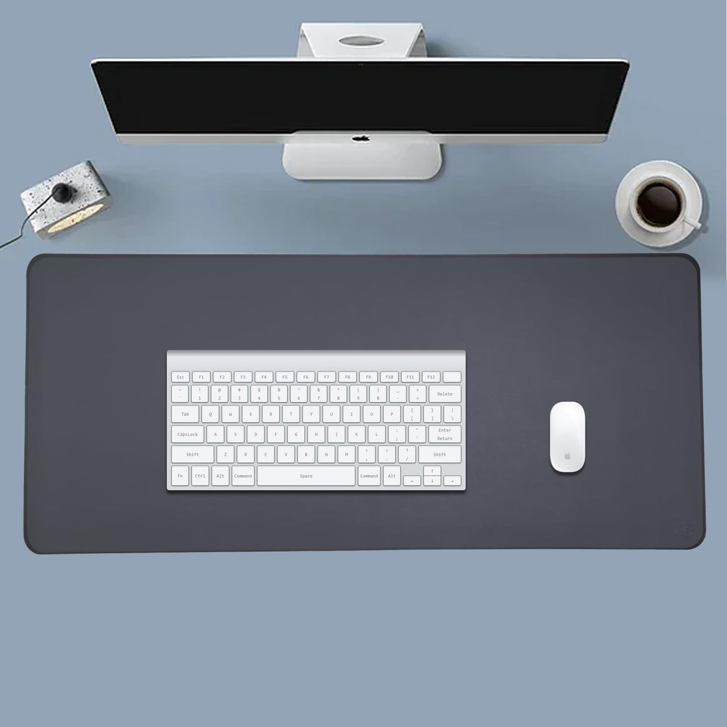 ICONIC - PRO PC GEAR PU Leather Desk Mat| Premium Mouse Pad with Bonus Coaster | Stylish, Durable, Waterproof Mouse Pad for Office & Home (Steel Grey, XXL - PU Gift Set)