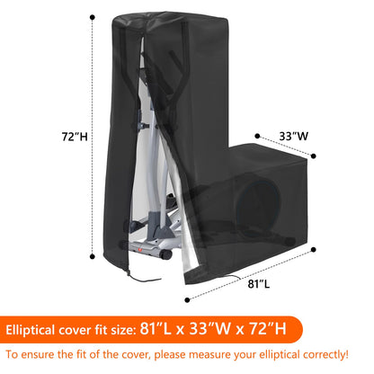 COSHNIBI Elliptical Cover, Waterproof & Dustproof Elliptical Exercise Machine Cover for Indoor and Outdoor,81''L x 33''W x 72''H-Black