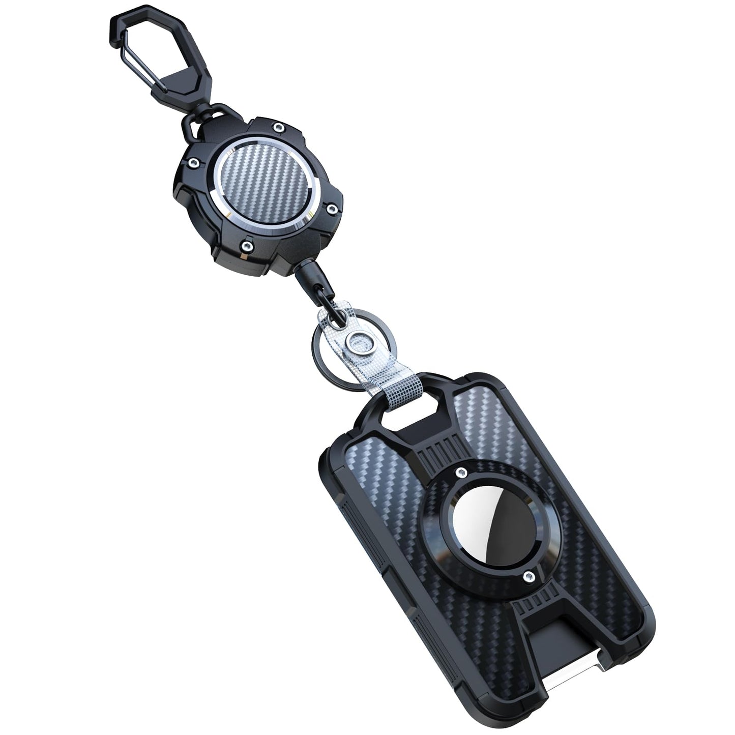 LIUGX Badge Holder for Airtag, with Retractable Keychain, Heavy Duty for Airtag Holder/Case, ID Card Holder (Holds 6 Cards), with 31.5” Badge Reel Key Chain, 10,000+ Rebound, 8oz