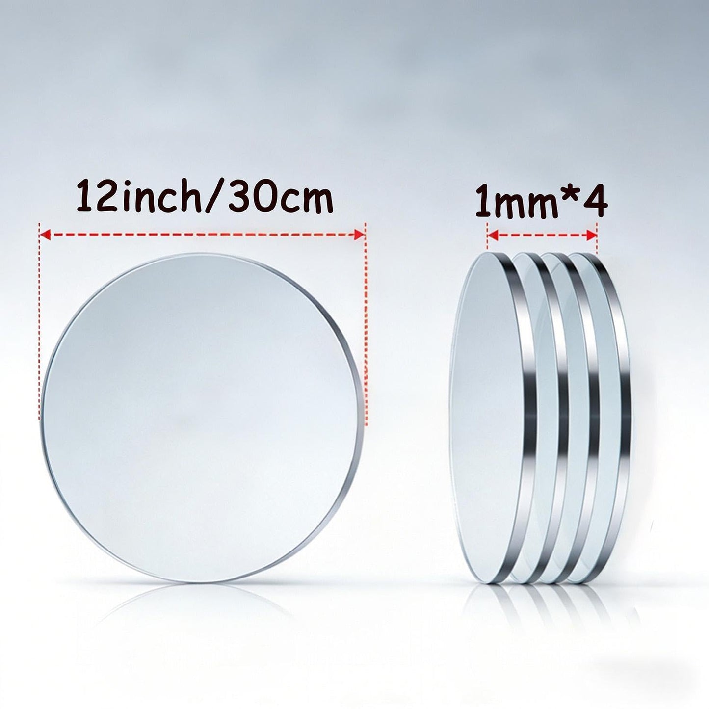 Ranyitdf Flexible Round Mirrors for Centerpieces for Tables, Round Mirrors Trays Plates for Centerpieces,Wedding Anniversary Christmas Valentine Christmas Party Decorations. (4, 12inch/30cm)