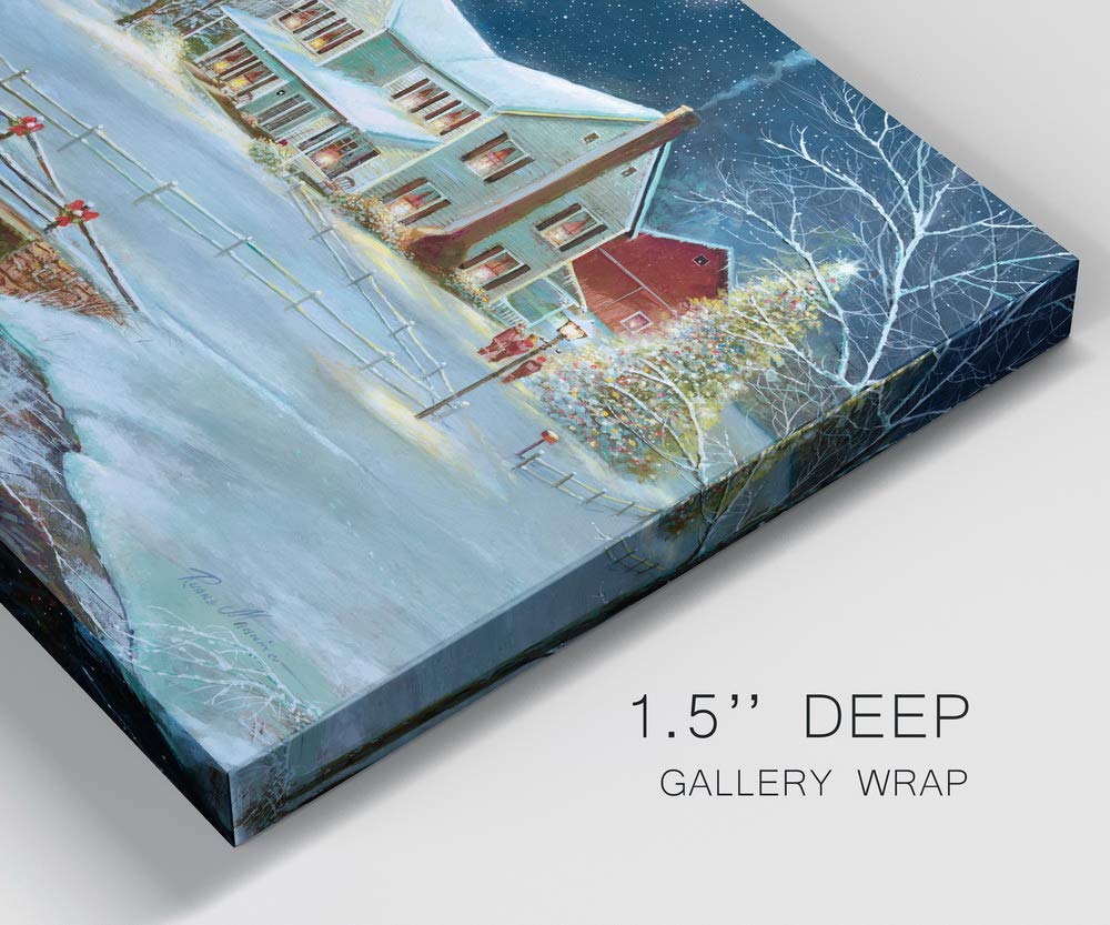 Renditions Gallery Christmas on the Farm Wall Art, Snowy Country with Red Barn, Charming Winter Decorations, Premium Gallery Wrapped Canvas Decor, Ready to Hang, 8 in H x 12 in W, Made in America