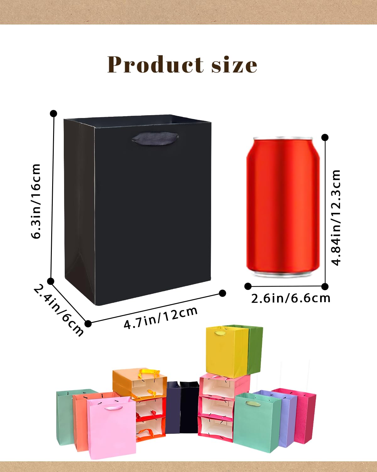qiqee 16PCS 16 Colors Mini Gift Bags with Tissue Paper Handles 6.3"x4.7"x2.4" Small Size Present Party Favor Bags（ Tissue Paper ）
