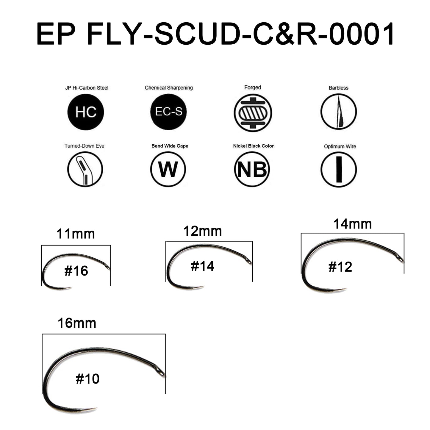 Eupheng Fly Fishing Hooks 100pc Pack Barbless Catch & Release Dry Wet Nymph Shrimp&Pupa, Streamer, Caddis, Jig, Scud Flies Fishing Hooks