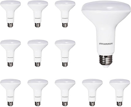 Sylvania LED Flood BR30 Light Bulb, 65W = 9W, 10 Year, 650 Lumens, Dimmable, 3000K, White - 12 Pack (41263)