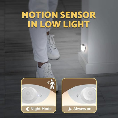 Motion Sensor Night Light Rechargeable 2-Pack, Battery Operated Hallway Lights, Stair Lights Motion Sensor Indoor, Magnetic, Dimmable, Motion Light for Stairs, Bathroom, Hall, Cruise