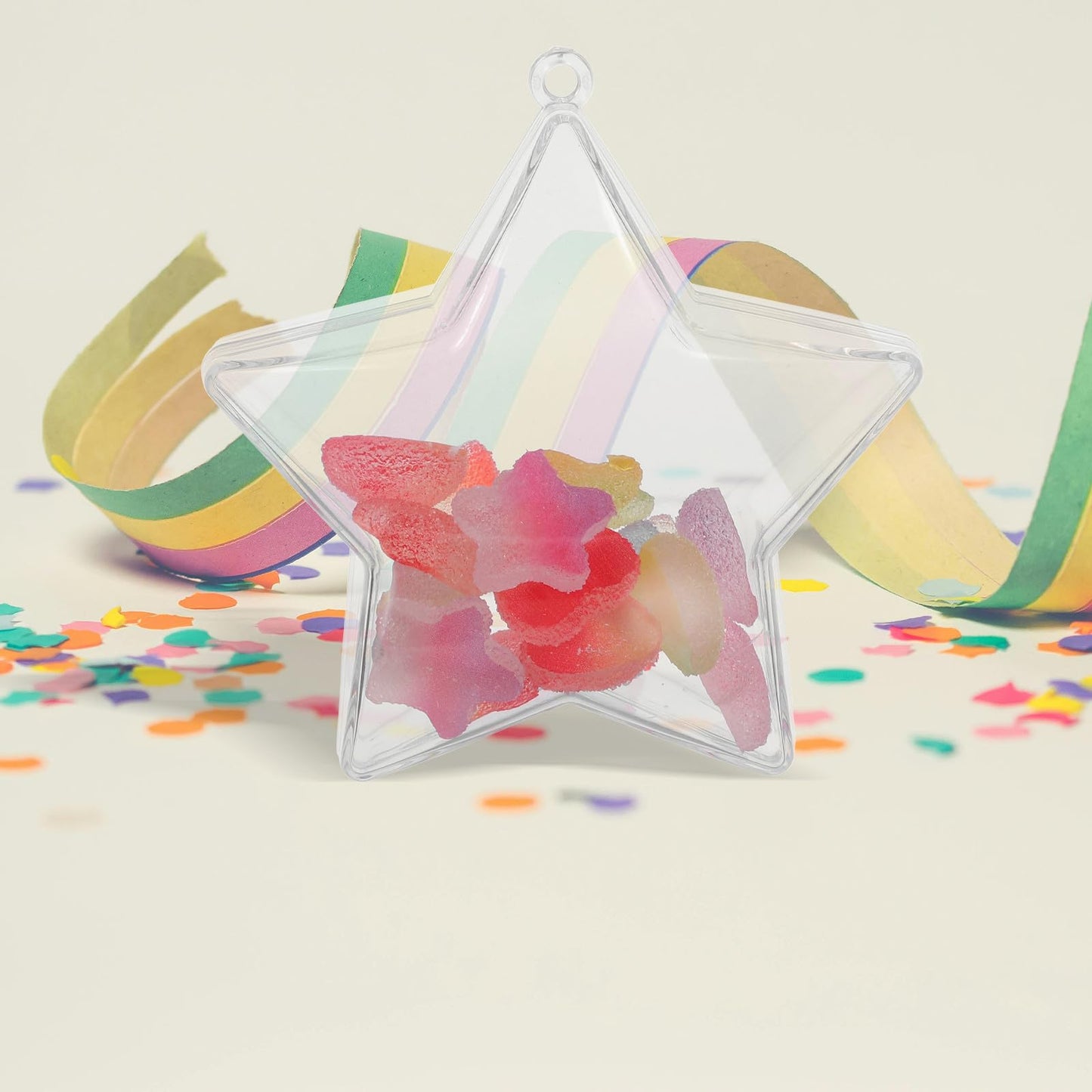 MAGICLULU 25pcs Clear Star Shaped Candy Boxes, Fillable Plastic Treat Containers, Hanging Transparent Baubles for Christmas Tree Ornament And Holiday Party Favors