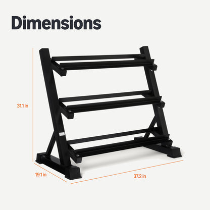 Amazon Basics 3-Tier Adjustable Dumbbell Weight Rack, Sturdy Steel Stand Only, Black