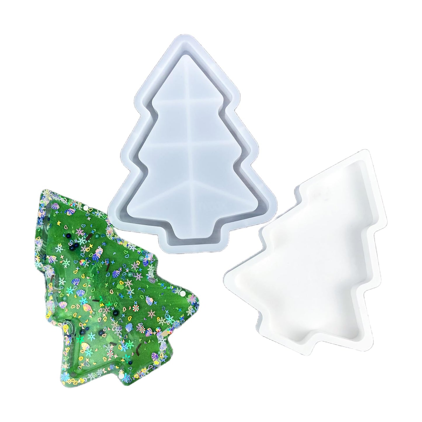 Christmas Tree Tray Resin Silicone molds, Christmas Decoration Ornaments, Candy and Snack Plate Casting Mould, Storage Plate epoxy Resin Silicone Mold