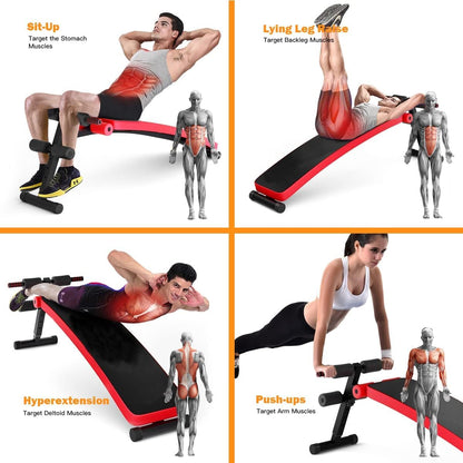 SPORFIT Sit Up Bench for Abs, Sit-up Bench for Ab Workout Equipment with 3 Adjustable Height Settings for Home Gym, Reverse Crunch Handle