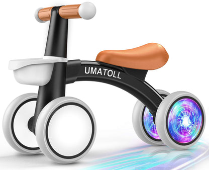 Umatoll Colorful Lighting Baby Balance Bike Toys for 1 Year Old Boys Gifts, Adjustable Seat Baby Walker, One Year Old Boy Birthday Gifts, 12-24 Months Toddler First Ride on Toys