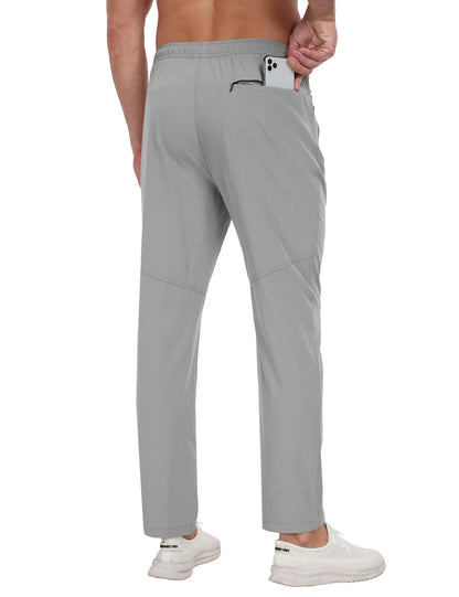 Men's Sweatpants Lightweight Workout Pants with Zipper Pockets Elastic Waist Athletic Pants for Men Exercise Jogging Hiking Black Light Grey XL