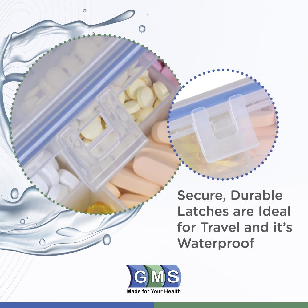 GMS 12 Compartment Vitamin Pill Organizer - Large Size Suitable for Multiple Supplements & Tablets - Safe, Secure Design with Easy Locking Lid - Medicine Cabinet Organizer & Ideal for Travel