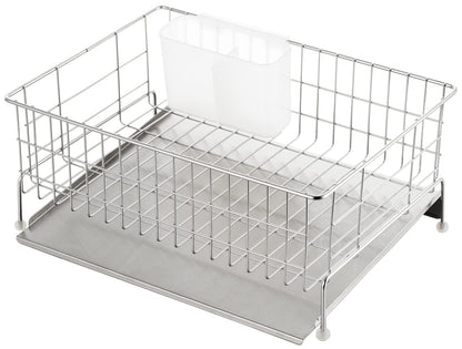 Yoshikawa 1305134 Dish Drainer Rack, Drainer, Made in Japan, Stainless Steel Strainer with Water Flowing, Silver, 10.6 x 14.2 x 6.1 inches (27 x 36 x 15.5 cm), Dish Drainer, Kitchen, Sink Tray,