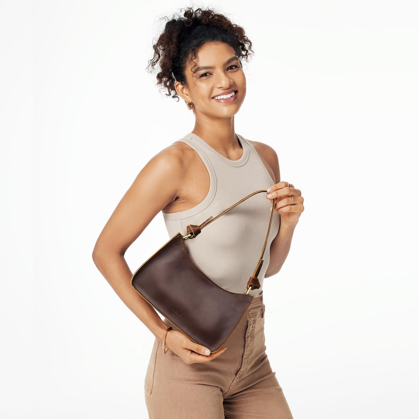 S-ZONE Leather Shoulder Bags for Women Small Shoulder Purse Handbags Clutch Hobo Bag Cute Purses