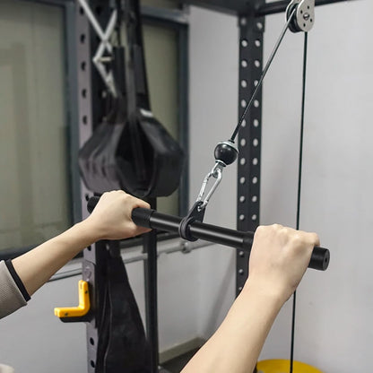 Vishusju Pulldown Straight Bar Rotating Steel with Rubber Grips LAT Pull Down Handle for Pulley Cable Machine Triceps Training Rowing Machine Attachment for Home Gym Strength Exercise
