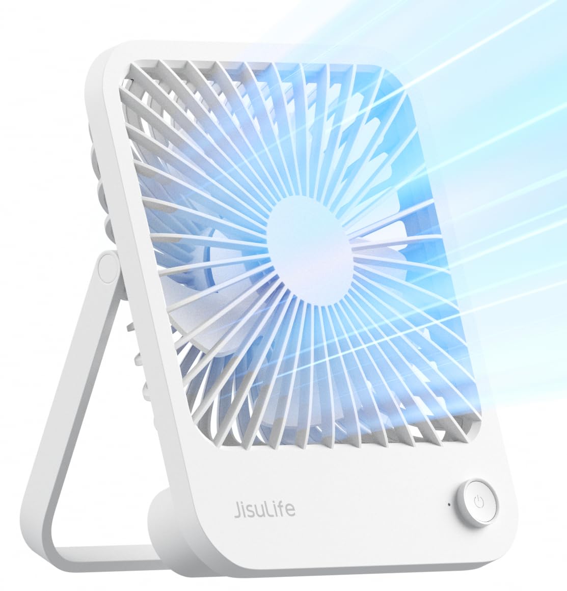 JISULIFE Desk Fan Battery Rechargeable, 4500mAh 180°Foldable Portable Personal Fan, 4 Speeds Adjustable Long Battery-life for Home Office Travel Outdoor Gifts for Women Men-White