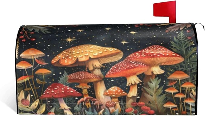 DADABULIU Mailbox Covers Mushroom Forest Vintage Magnetic Letter Post Box Cover Standard Size 25.5 x 21 Inch Garden Yard Home Decorative