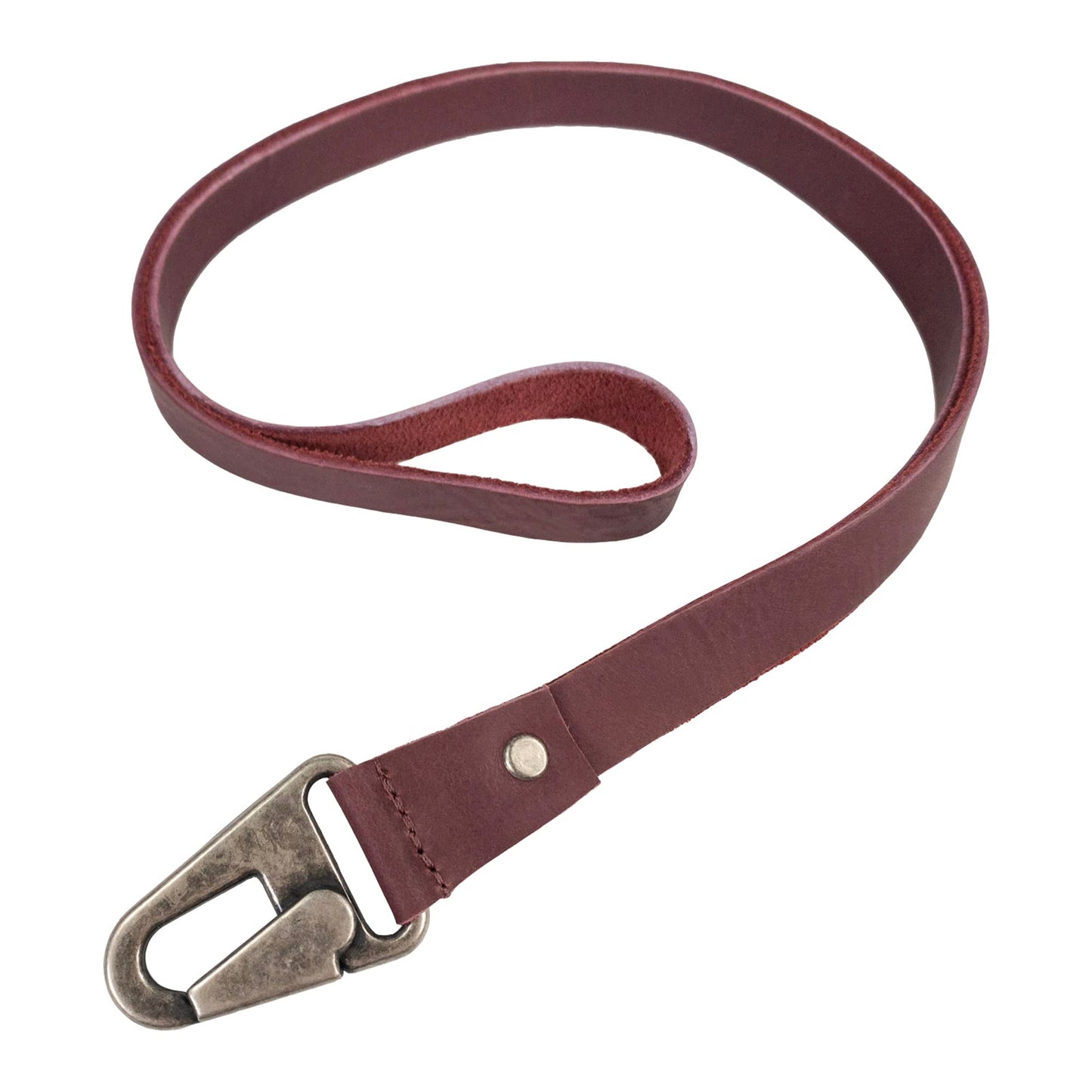 Hide & Drink, Lanyard Keychain for Men and Women, Neck Strap with Hook, ID Holder, Clip to Attach to House, Apartment, Car Keys, Full Grain Leather, Handmade, Sangria