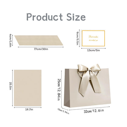 JMANNI Gift Bag, 1PCS Gift Bags Large with Ribbon and 1 Greeting Cards 2 Tissue Paper, Portable Paper Gift Bag with Handles, Birthday Gift Bags,Present Bags for Wedding Party Mothers Day