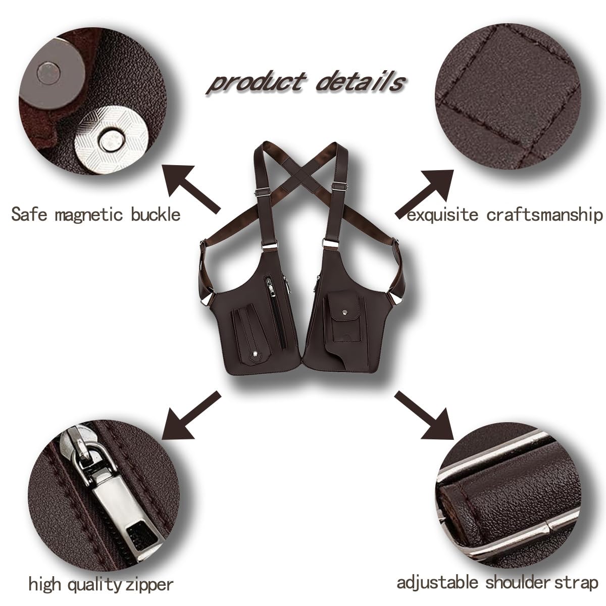 MaiQidd Anti-Theft Bag With Double Shoulder Armpit Bag, Underarm Strap Wallet Pocket Holster Phone Leisure Double Shoulder Pouch For Men (Brown)
