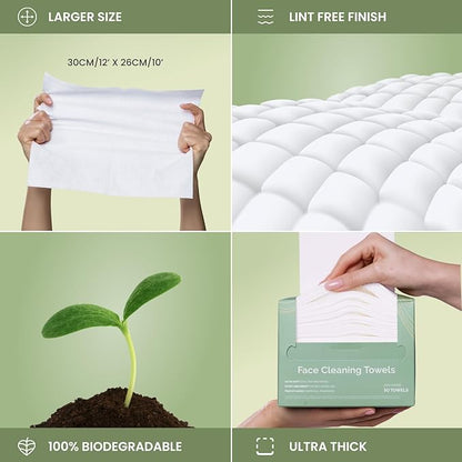 PLANTIFIQUE Disposable Face Towels XL 10"x12"