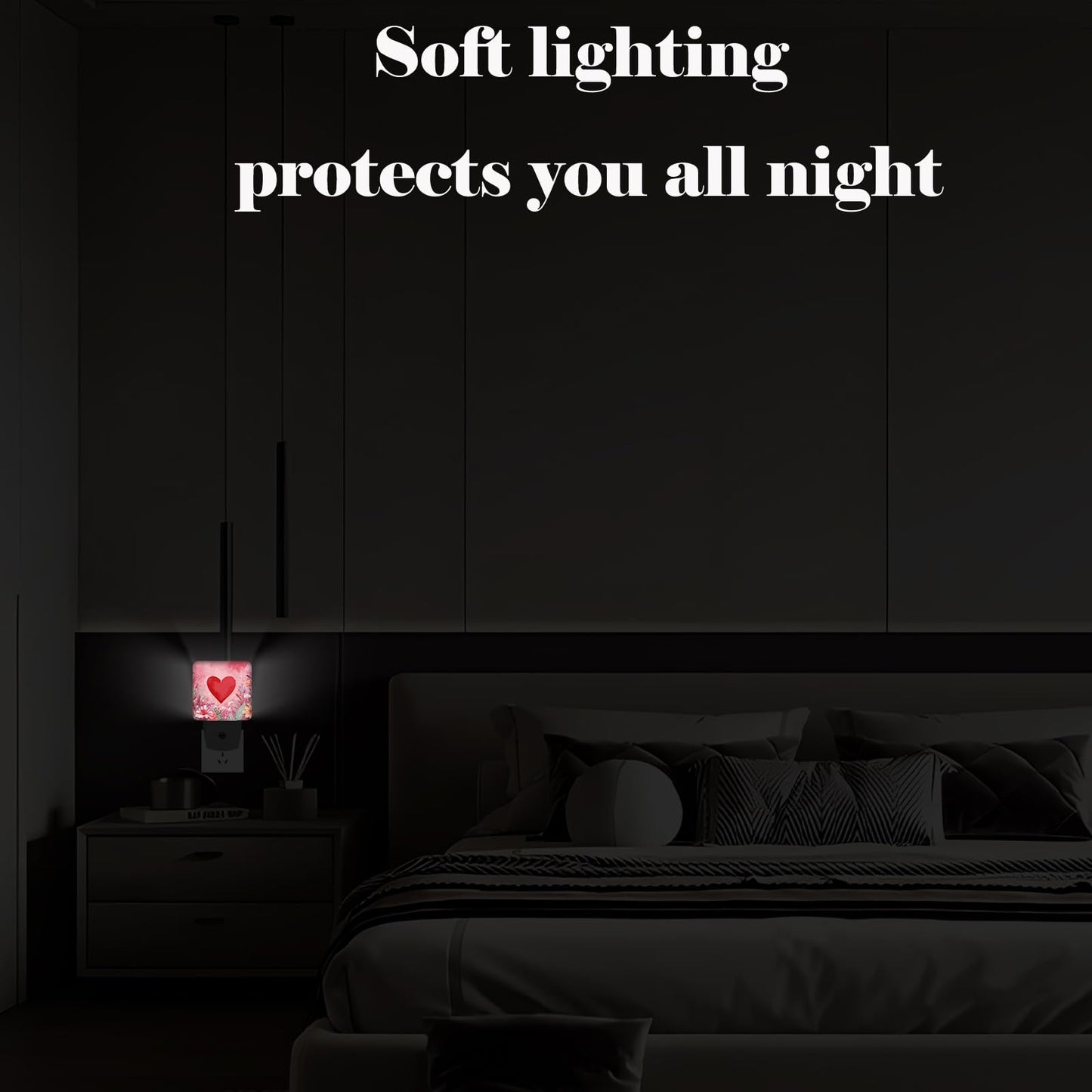 FSHVQKD Red Love Hearts Night Light,Plug-in Nightlights Auto Sensor Night Lamp Dusk-to-Dawn Lamp Home Decor for Nursery Children Girls Boys