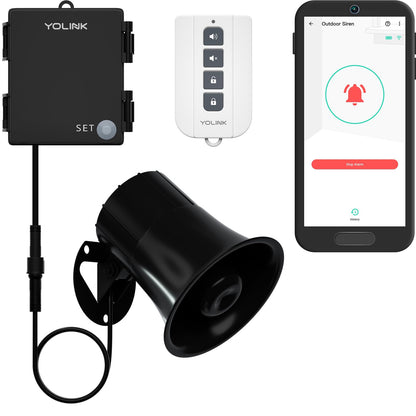 YoLink Outdoor Security Siren & Smart Alarm Controller Kit - Loud 110 dB, Wireless, Battery-Powered, 1/4 Mile Range, Android-iOS App, Alexa, Google, IFTTT, Home Assistant, Hub Required!