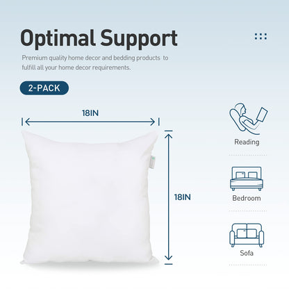 Acanva Throw Pillow Inserts for Bed Couch Sofa, Ultra Soft Polyester Filling for Decorative Cushion Square Sham Form, 18"x18"-4 Pack, White 4 Count