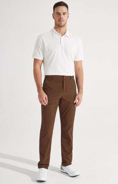 Libin Men's Dress Pants 32" Comfy Business Casual Golf Pants Quick Dry Lightweight Clothing for Men Travel Vocation Work Trousers Water Resistant, Light Coffee, 32W x 32L