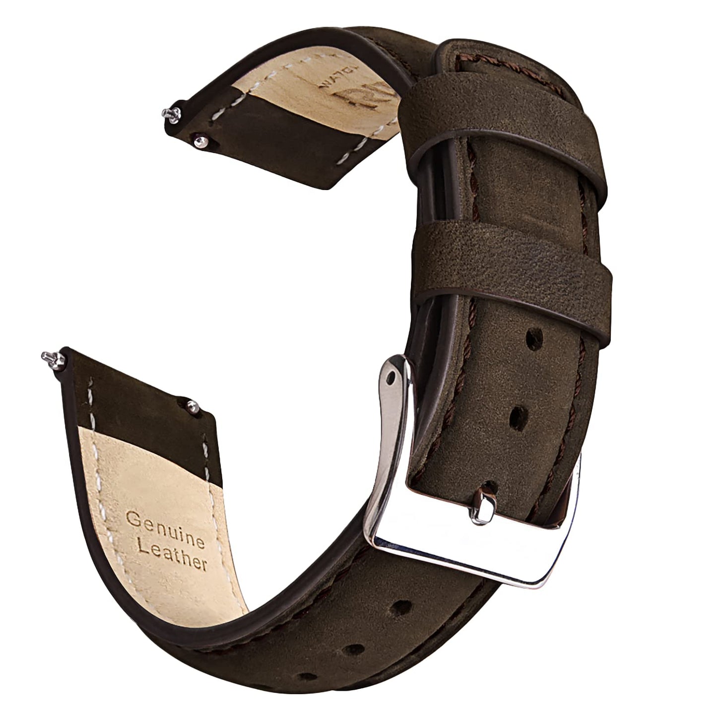 Ritche Genuine Classic Vintage Quick Release Leather Watch Band 18mm Leather Watch Strap (Espresso Brown), White Elephant Gifts, Stocking Stuffers for Men, Father's Day gifts