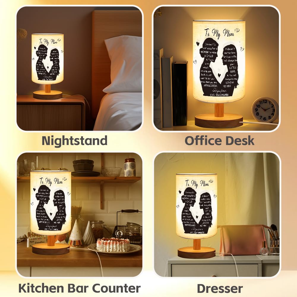 ZuEiiDop Mom Table Lamp Gifts from Daughter Mothers Day Birthday Gifts for Single Moms Mothers Mommy Christmas Valentines Easter Thank You Love You Mom Lamp Bedside Nightstand Light Bedroom Home Decor